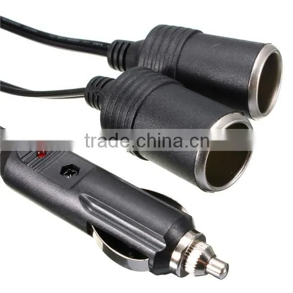 12V Double Plug Cigarette Lighter Socket Extension Lead Adaptor Splitter photo-2