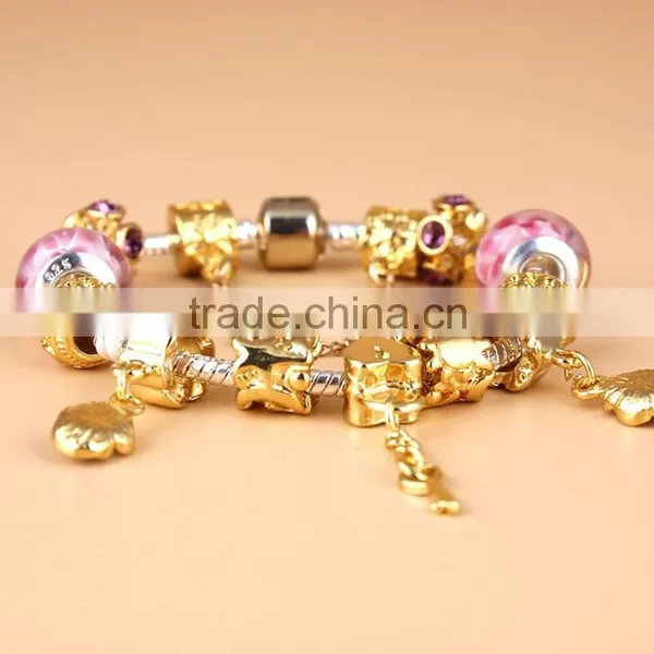 2015 Fashion Newly Developed Silver Snake Chain Customizable 925 Bracelet With European Beads photo-5
