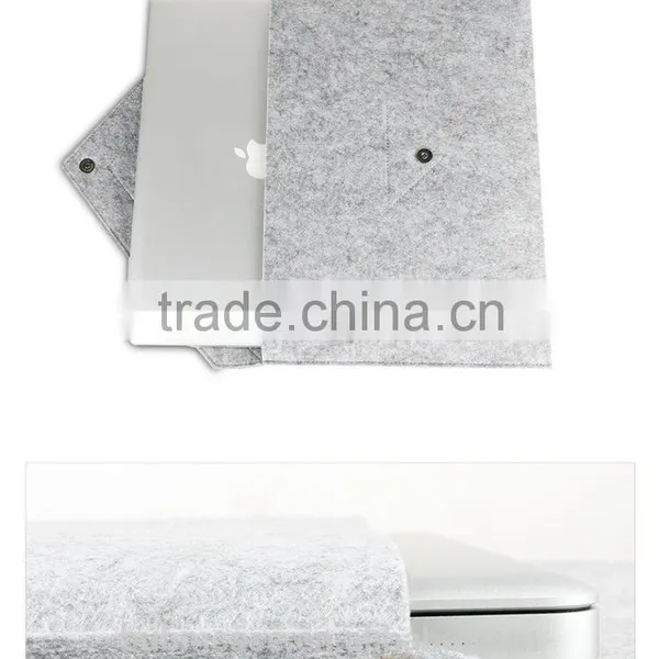 2015 BUBM Grey Pure Wool Felt Fabric Carrying 13 Inch Computer Notebook Case Bag photo-3