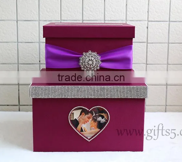 Personalised Purple Wedding Box Wedding Card Box With Photo Frame photo-2