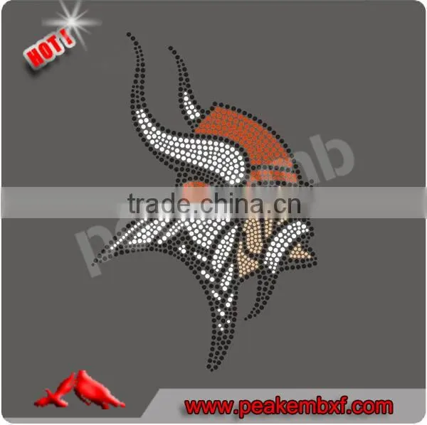 2015 Hot Sale Viking Stick on Football Rhinestone T Shirt Transfer photo-3