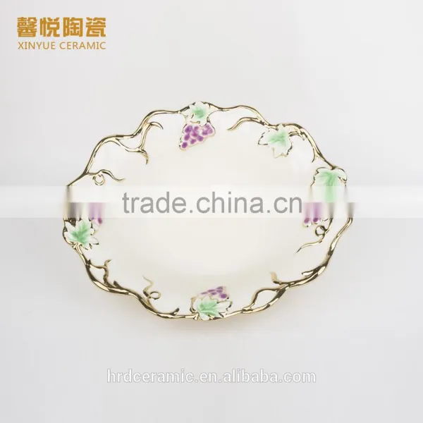 Stock Fashion Golden Ceramic Plate/ceramic Diet Plate on Sale photo-3