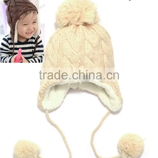 Baby Hat Warm Winter Cap For Baby Boy Girl Children's Crochet Earflap Hats Caps photo-3