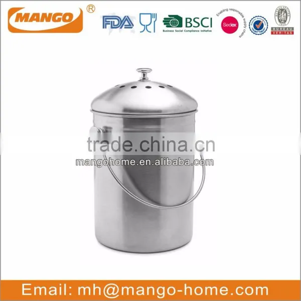 White Powder Coating Iron Metal Compost Bucket With Lid photo-2
