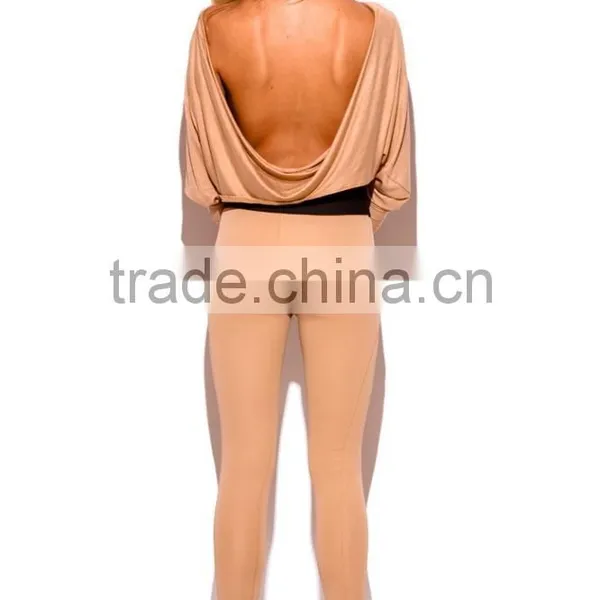 Lady Khaki Beige Banded High Waisted Skinny Pants photo-5