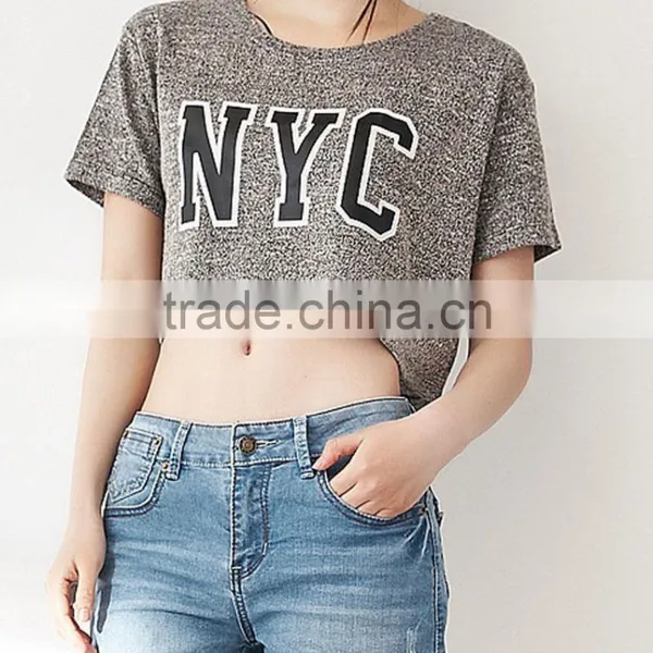 2016 Summer New Fashion China Factory Crop Top Ladies t Shirt photo-2