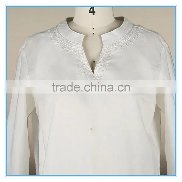 Woman Clothing Spring 2016 New Design Normal White Linen Cotton Blouse photo-2