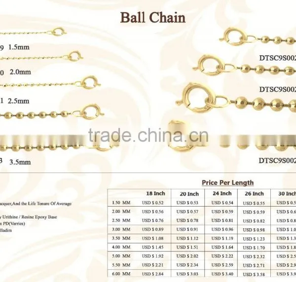 Gold Plated Ball Chain, Link Chain photo-2