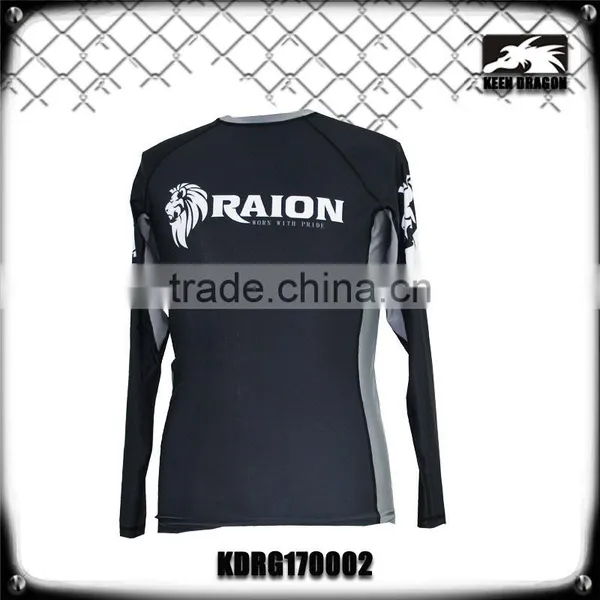 Black/white Sublimation Printed Lycra Compression Bjj Rash Guards With Long Sleeves photo-2