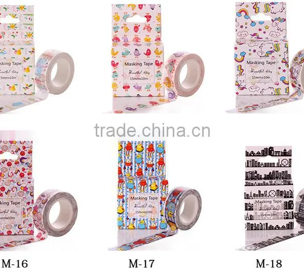 Multicolor Customized Japan Washi Tape 1.5cm*10m Cut by Hand Adhesive Paper Tape Whole Roll no Trace Removeable photo-6