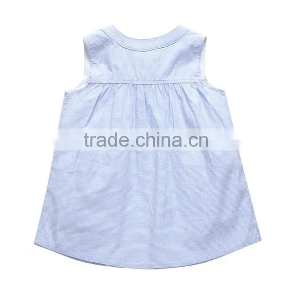 Frock Design Swing Vest Dresses Pictures Summer Denim Blue Cotton Baby Dress Girls photo-2