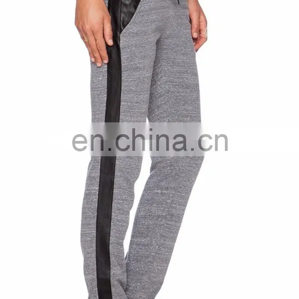 Wholesale Fashion Blank Jogger Pants With Leather photo-4