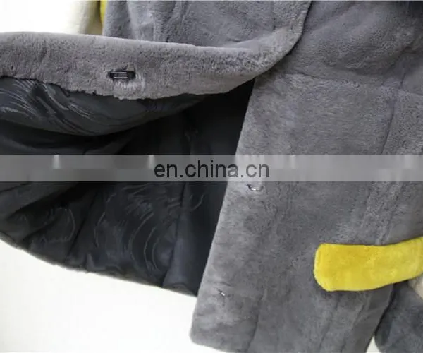 Factory Directly Women 100% Real Fur Coat Garment Dyed Rex Rabbit Fur Coat photo-5