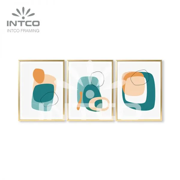 Abstract Wall Art Gold Frame, Modern Abstract Framed Art, Gold Framed Abstract Wall Art photo-3