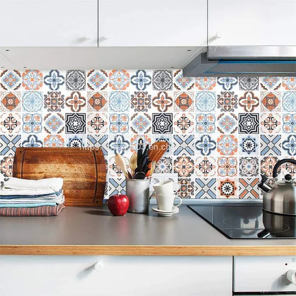 Bohemian Design Adornment Namely Peel Namely Wallpaper, 40.64 cm x 300.00 cm Color Strip Sticks Ceramic Tile Namely Removable From the Sticky Wallpaper Wallpaper Splash Plate Wall Decals Vinyl Film Wall Cover Applies to the Kitchen photo-2
