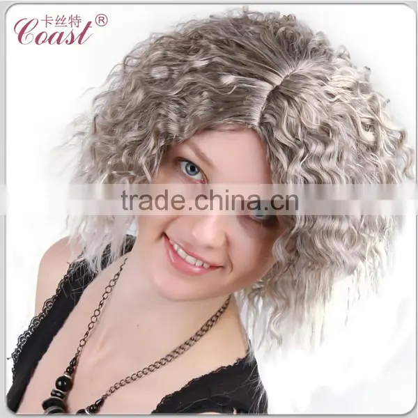 Gray Ombre Short Curly Wigs for White Women photo-2