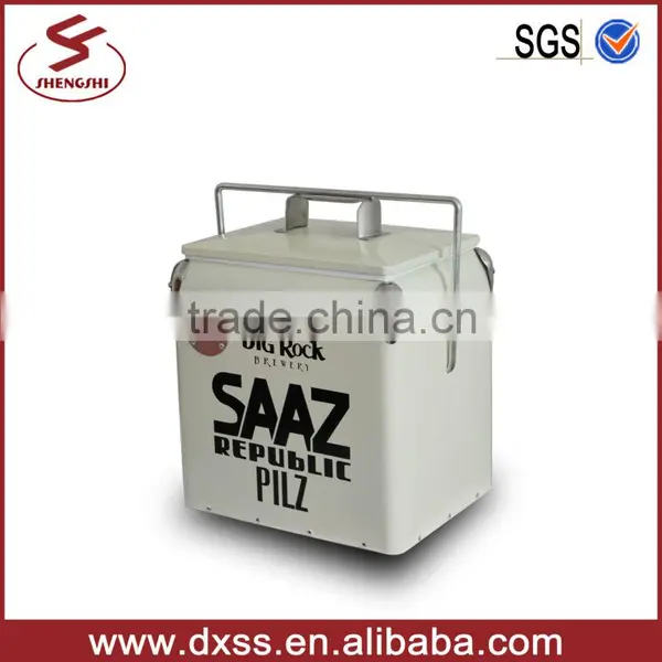 Durable Metal Portable Retro Ice Cooler Box 13 L