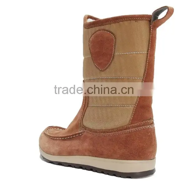 Wiley Herringbone Nylon and Suede Upper Furry Lining Moccasin Boots photo-5