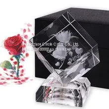 MH-F0200 3d Laser Angel Etched Crystal Cube Paperweight
