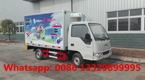 Cheaper Price JAC Brand 4*2 LHD Gasoline Engine Refrigerated Truck for Cold Drinkings and Ice-cream Transportation for Sale photo-2
