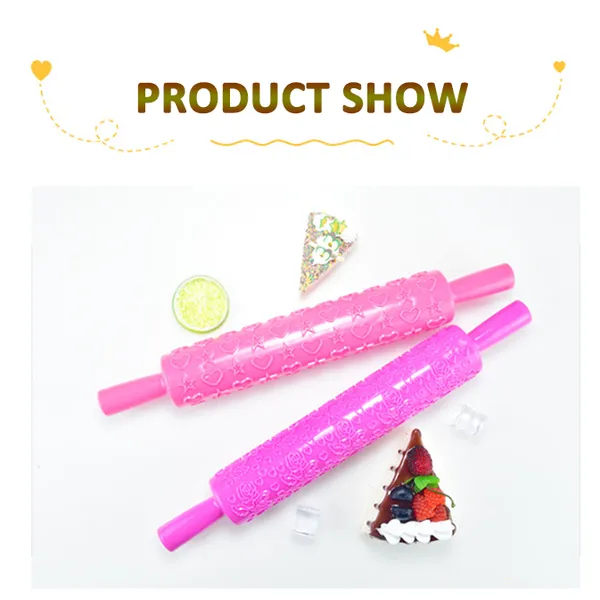 Plastic Pattern Cookie Rolling Pin Multi-functional Home DIY Cake Fondant Decorating Embossed Baking Tool photo-2