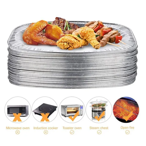 Oval Aluminum Foil Tray Disposable Serving Platter for Food Display Baking Party Catering photo-4