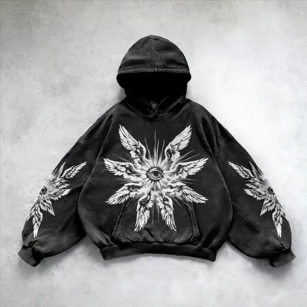 New Retro Oversized Black Winter Embroidered Hoodie Solid Loose Pullover Sweatshirt 100% Cotton Streetwear for Men and Women photo-4