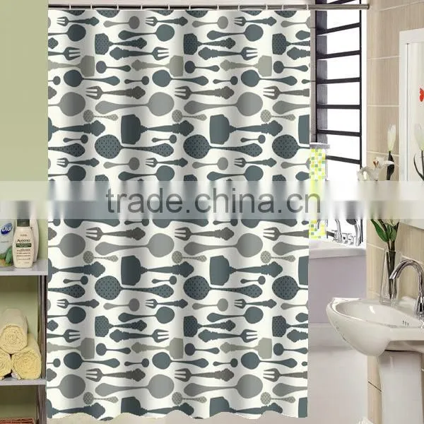 100% Polyester White Stars Printed Shower Curtain for Hotel, Family, Waterproof Bath Curtain photo-5