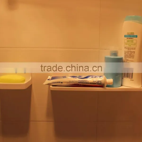 plastic self adhesive bathroom storage shelf