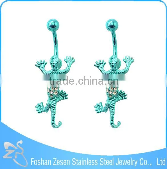 Factory Wholesale Hypoallergenic White cz Rainbow Navel Piercing Lizard Rings photo-2