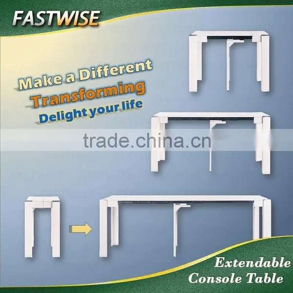 2 ways modern expendable white console table for living room