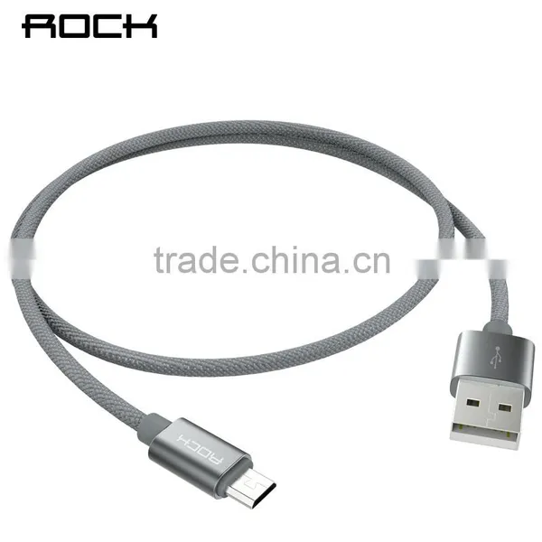 ROCK Metal Weave Micro Cable for Samsung s7 Edge/s7 1m Nylon 2.1A Quick Charging and Data Sync Micro USB Cable for Huawei/HTC photo-4