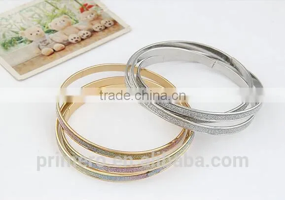Fashion Discount Three Circle Matte Silver Gold Bracelets Wrapped Bangles photo-5