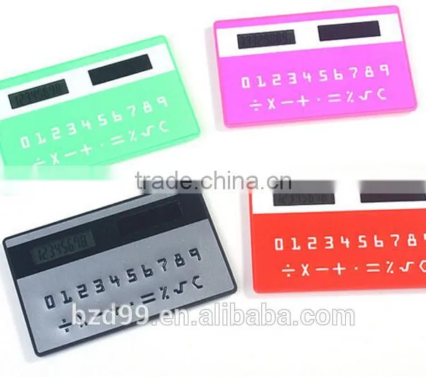 Solar Powered Gift Items/ Porket Mini Card Shape Solar Unique Calculator/ Electronic Gift Logo Custom Printed OEM Manufacturer photo-4