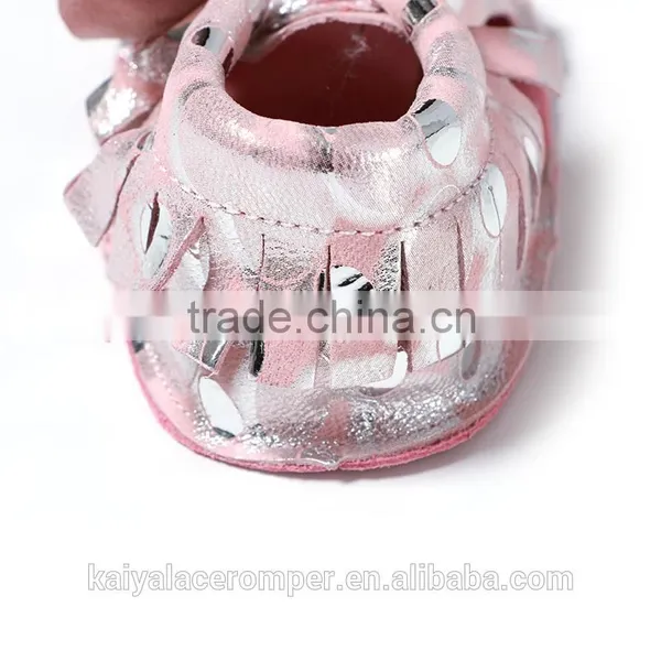 Glitter Dot Baby Moccasins,Toddler Leather Moccasins Fringe Bow Baby Booties Shoes photo-5