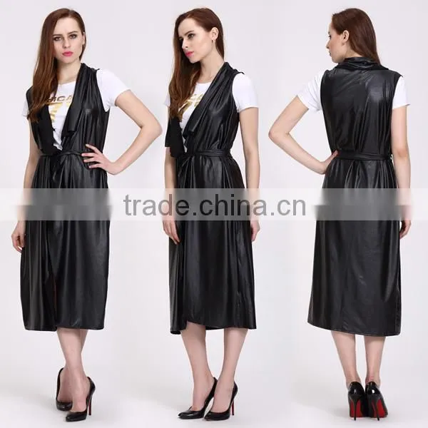 Wholesale Hot Selling Products Black Sleeveless Coat Women Fashion Long Coats in Guangzhou photo-2