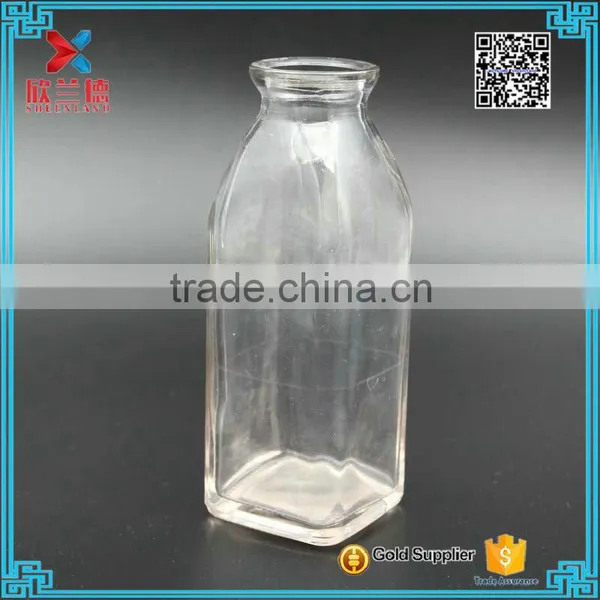 300ml Square Milk Glass Beverage Juice Bottle With Crimp Neck photo-3