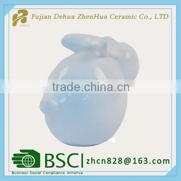Mini White Glazed Ceramic Easter Rabbit Figurine photo-2