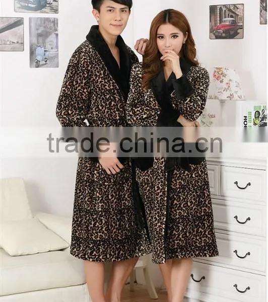 2015 New Design Coral Fleece Sexy Leopard Bathrobe photo-2