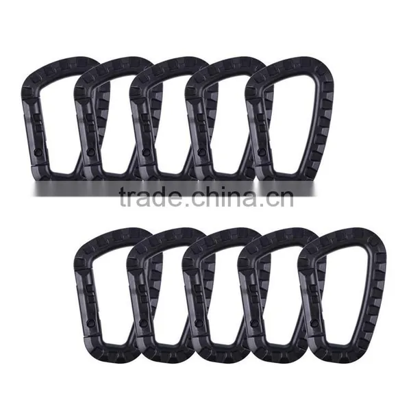 10pcs/lot Black Color 80-mm D Shape Carabiner Clip Snap Hook Key Ring Holder Outdoor Camping Hiking