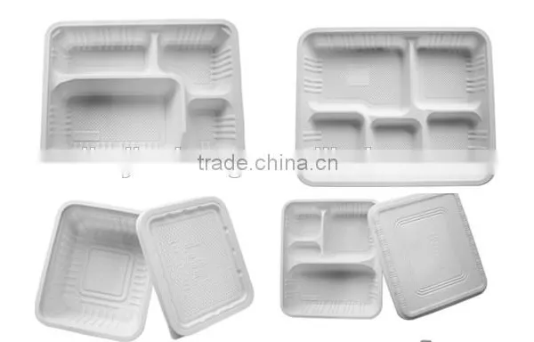 Biodegradable tableware disposable rectangle compartment food trays