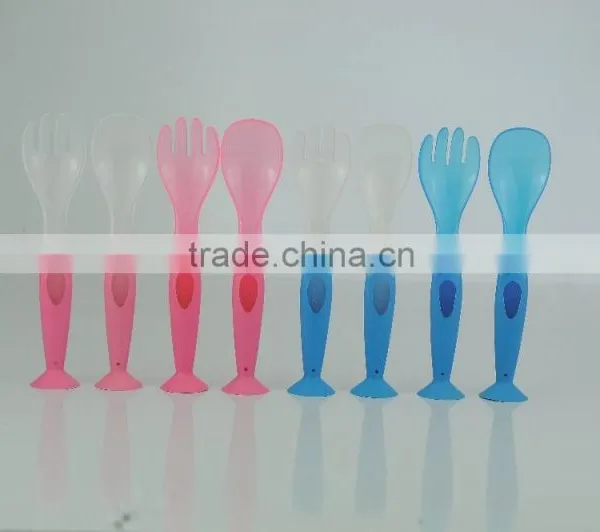 Baby Plastic/ TPE Encapsulated Spoon and Fork / Baby Cutlery