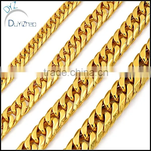 Cool Heavy Mens Stainless Steel Cuban Curb Link Gold Bracelet photo-3