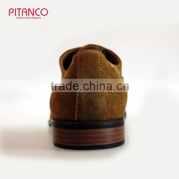 Tan Suede Leather Lace-up Mens Dress Shoes photo-5