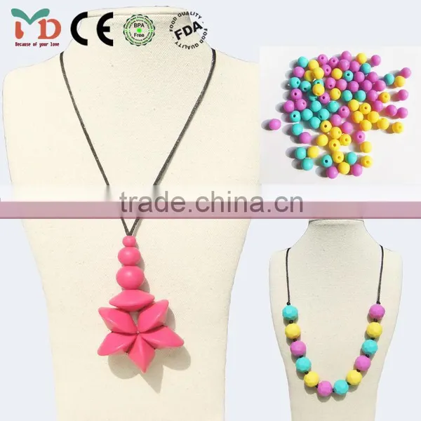 Silicone Teething Bead Necklace, Silicone Jewelry, Silicone Beads and Jewelry Making