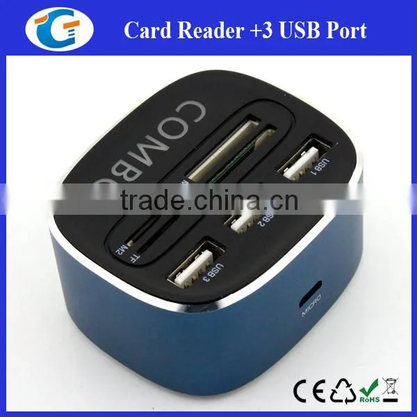 Metal Case Cube 3 Ports USB 2.0 Hub Combo Card Reader photo-6