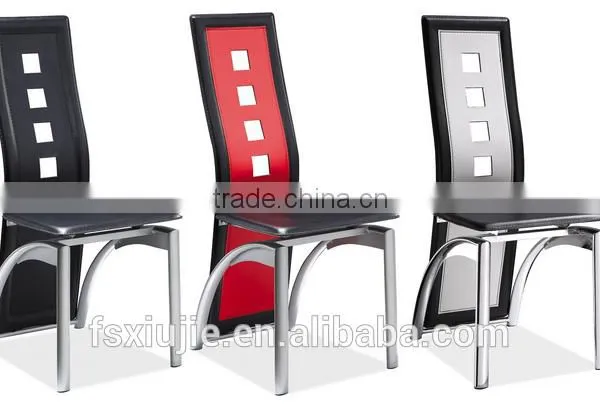 Z608-2 Contemporary Black Leather Dining Room Metal Frame Dining Chair
