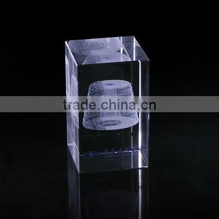 The Edge Pressing Cuboid 3D Laser Engraved Crystal Cube Glass Cube photo-4