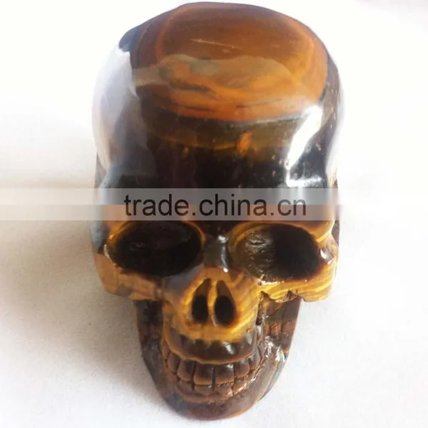 Natural Crystal Carving Yellow Tiger Eye Skull From China Supplier photo-3
