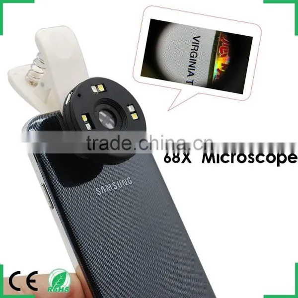 Microscope Magnification Universal Clip LED Pocket Mini Jewellery Magnifier Glass Loupe Eye Lens for IPhone Samsung photo-3